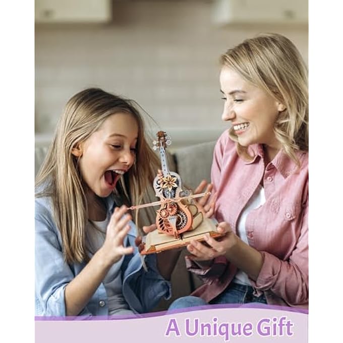 3D WOODEN PUZZLE MUSIC BOX, MAGIC CELLO, MECHANICAL MODEL, INTERMEDIATE SKILL LEVEL, AGES 12+, UNISEX, 1 SET, 1 ITEM, 18.5 X 20.5 CM, ANTIQUE STYLE, MUSICAL, MAGICAL THEME - Image 4